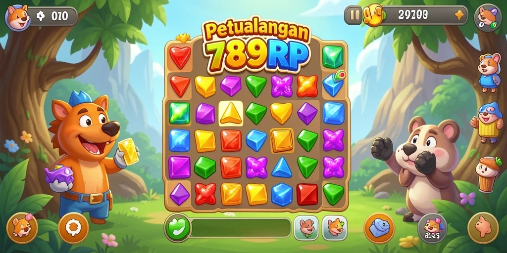 Tampilan gameplay seru dalam permainan Match-3 789RP.