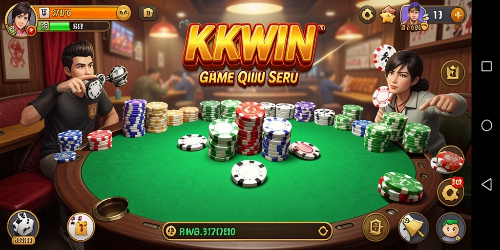 Tampilan gameplay seru dalam KKWIN menunjukkan aksi QiuQiu yang mendebarkan.