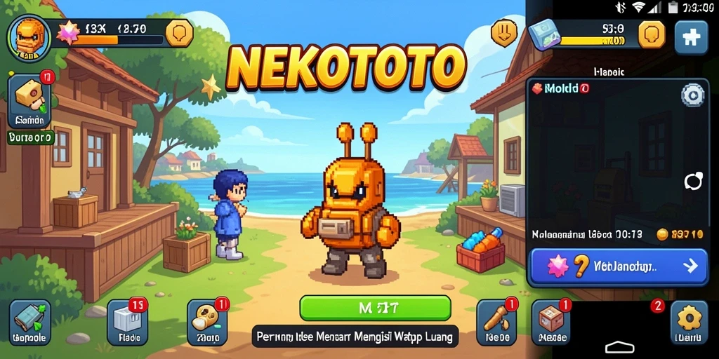 Tampilan gameplay seru dari NEKOTOTO yang menunjukkan karakter aktif.