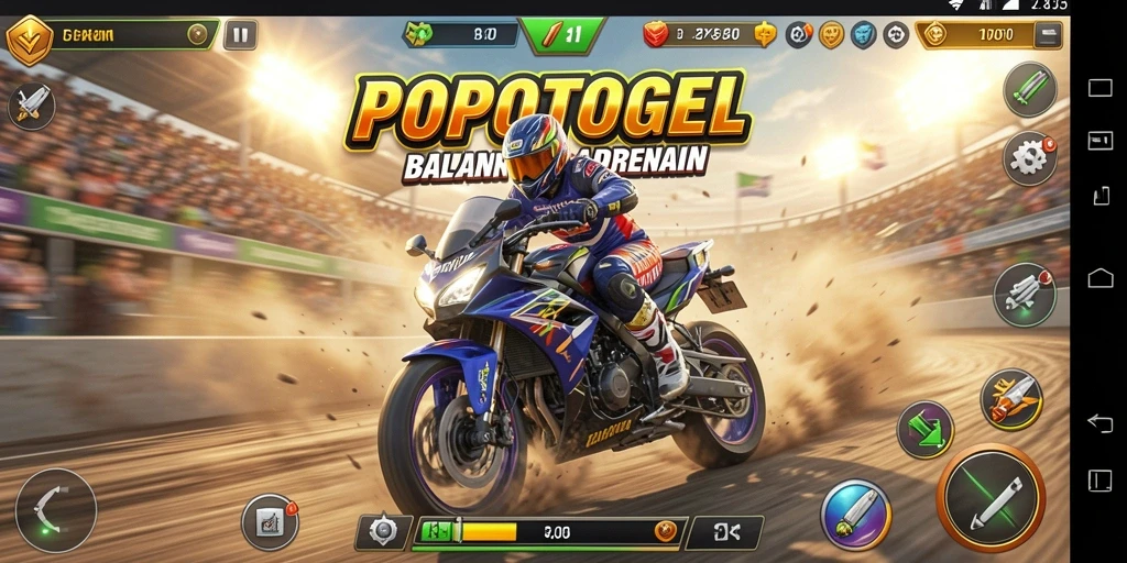 Gameplay seru balapan motor di POPOTOGEL dengan grafik menakjubkan.