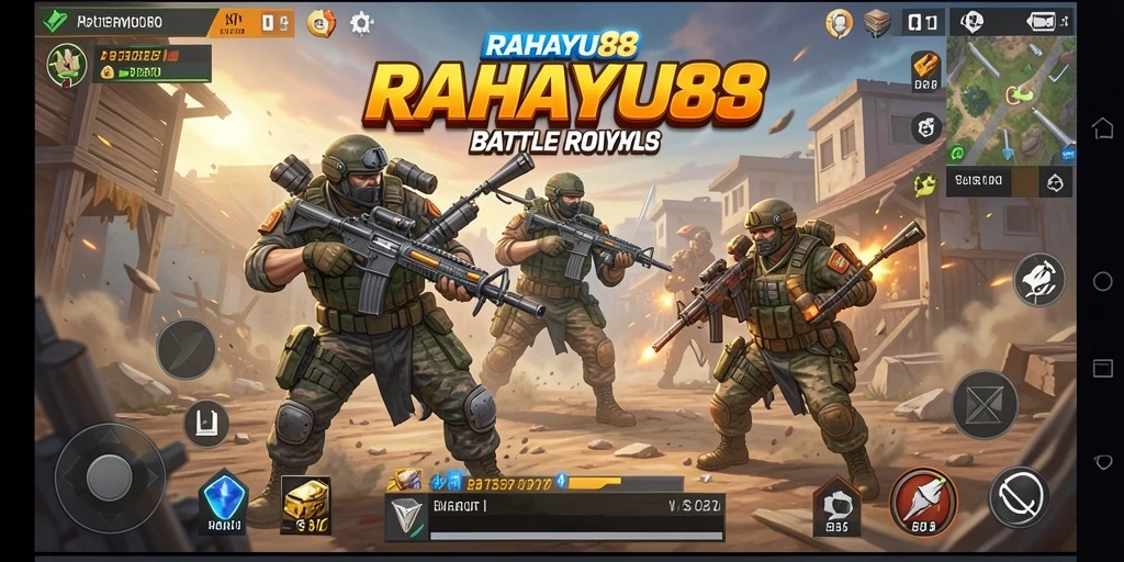 Tangkapan layar RAHAYU88 menampilkan aksi mendebarkan di arena Battle Royale.