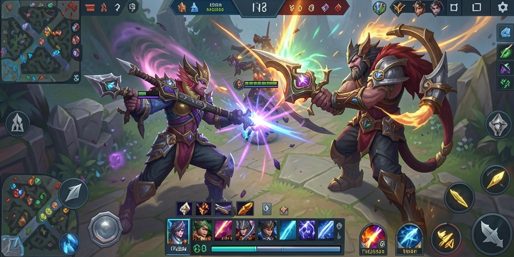Tampilan seru gameplay MOBA di TIGERJP88.